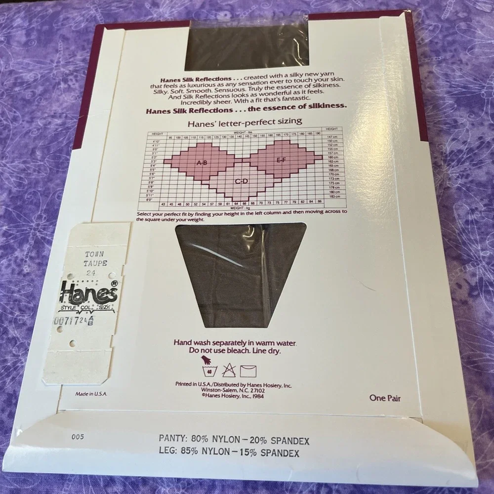 Hanes Womens Size A-B Pantyhose Town Taupe Control Top Sandalfoot Vintage NEW